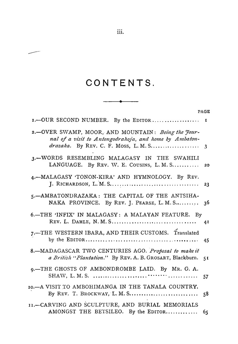 Antananarivo annual and Madagascar magazine - Page iii