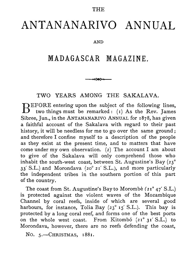 Antananarivo annual and Madagascar magazine - Page 1