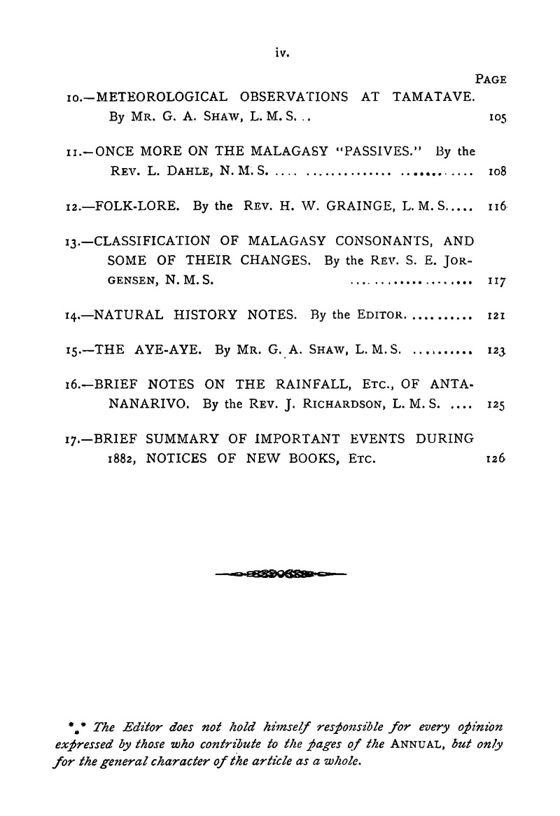 Antananarivo annual and Madagascar magazine - Page iv