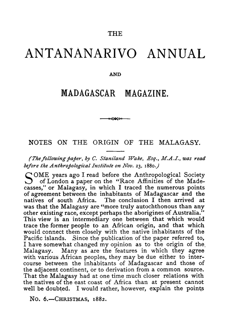 Antananarivo annual and Madagascar magazine - Page 1