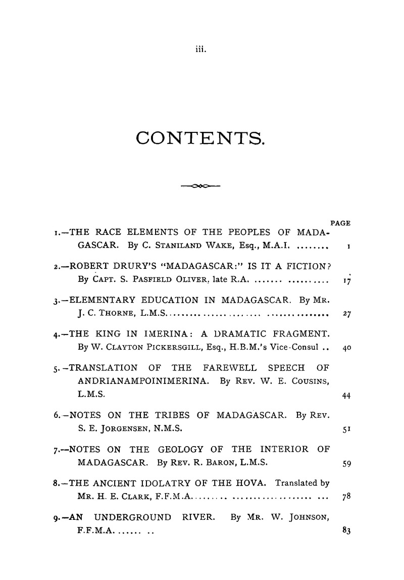 Antananarivo annual and Madagascar magazine - Page iii