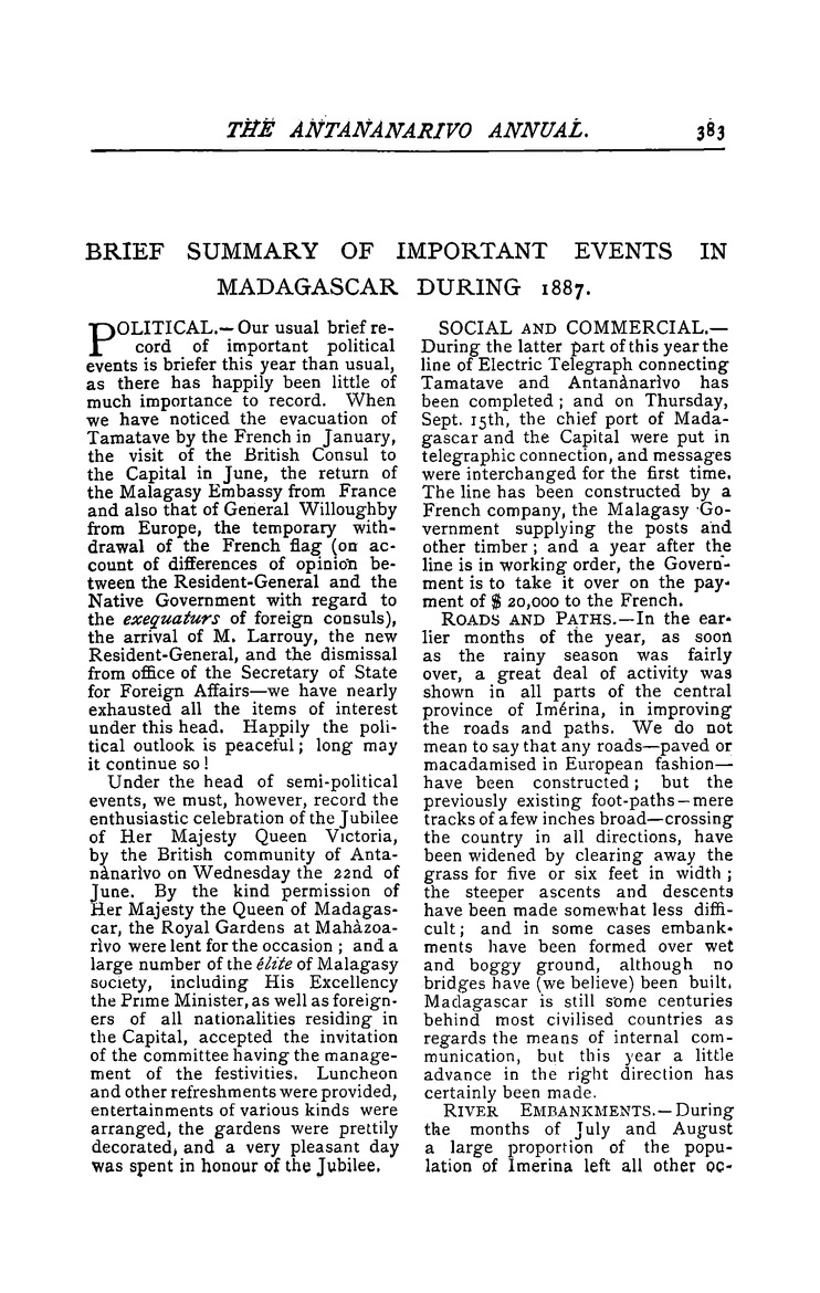 Antananarivo annual and Madagascar magazine - Page 383