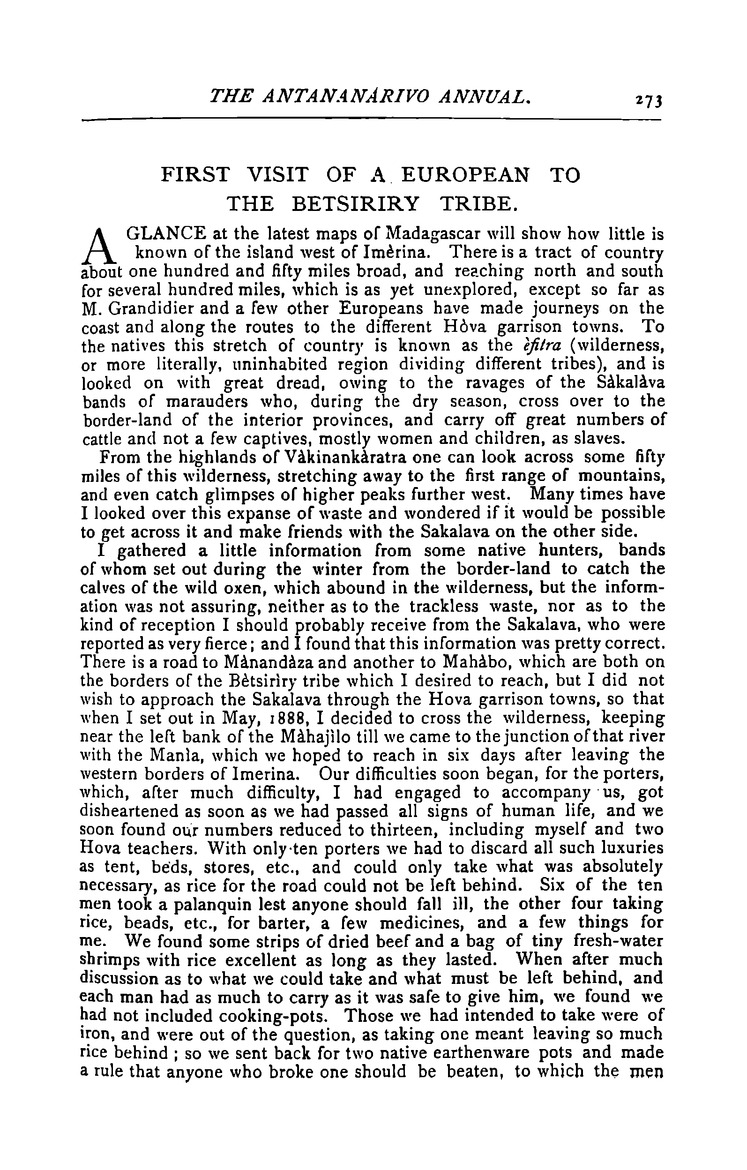 Antananarivo annual and Madagascar magazine - Page 273