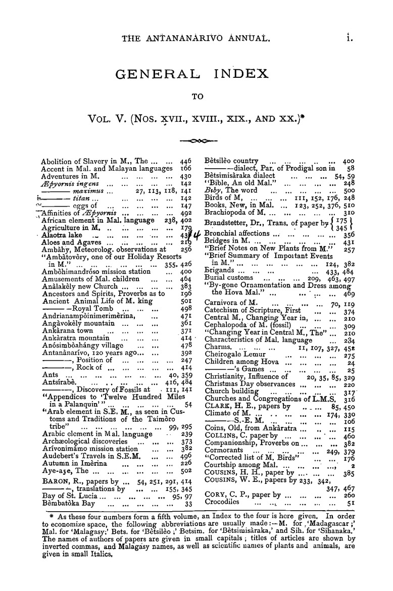 Antananarivo annual and Madagascar magazine - Page i