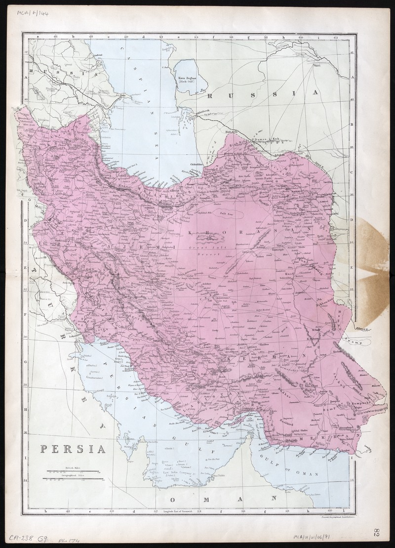Persia published in London by Bacon's Georgraphical Establishment (MCA/01/01/06/71) - 