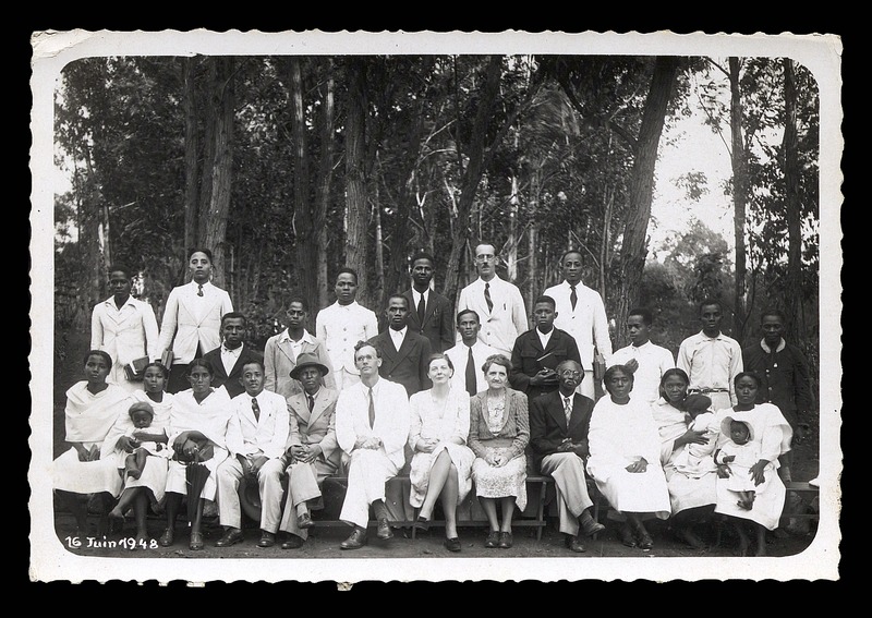 Group picture with James and Marjorie Hardyman, Mr Hutchins and Miss Lochhead, 16 June 1948 - 