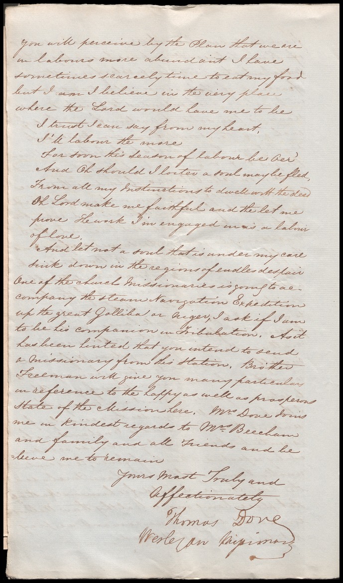 Letter from [Reverend J. B. Freeman], Sierra Leone, May 5th 1840, including a response from Thomas Dove, May 6th 1840. - 