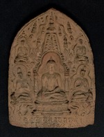 Buddhist clay tablet with Sanskrit inscription