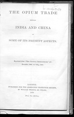The opium trade between India and China in some of its present aspects