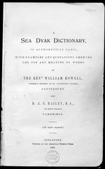 Sea Dyak Dictionary In Alphabetical Parts With Examples And Quotations Shewing The Use And Meaning Of