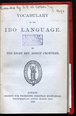 Vocabulary of the Ibo language