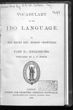 Vocabulary of the Ibo language