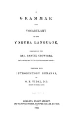 A grammar and vocabulary of the Yoruba language