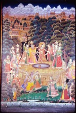 19th century painting of the mahÄrÄsa in the possession of Shah Gaursharan Gupta of ÅšÄhjÄ« temple