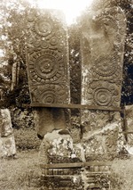 Carved stone monument (Image number F.004, J.P. Mills Photographic Collection)