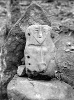 Carved stone at Peisa (Image number U.026, J.P. Mills Photographic Collection)