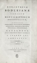 Bibliothecae Bodleianae codicum manuscriptorum orientalium ... catalogus