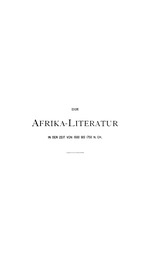Die Afrika-Literatur in der Zeit von 1500-1750 N. CH