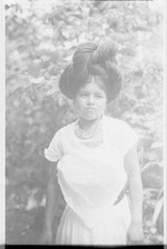 Woman with a large hairstyle